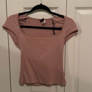 Dusty Pink Divided H&M Small Square Necked Top